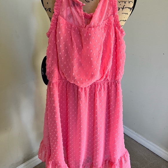 Ava & Yelly Swiss Dot Ruffle Sleeveless Dress Color Coral Size 14 - Picture 4 of 6